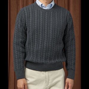 Spier & Mackay gray Charcoal Merino Wool Cable Knit Sweater Size S